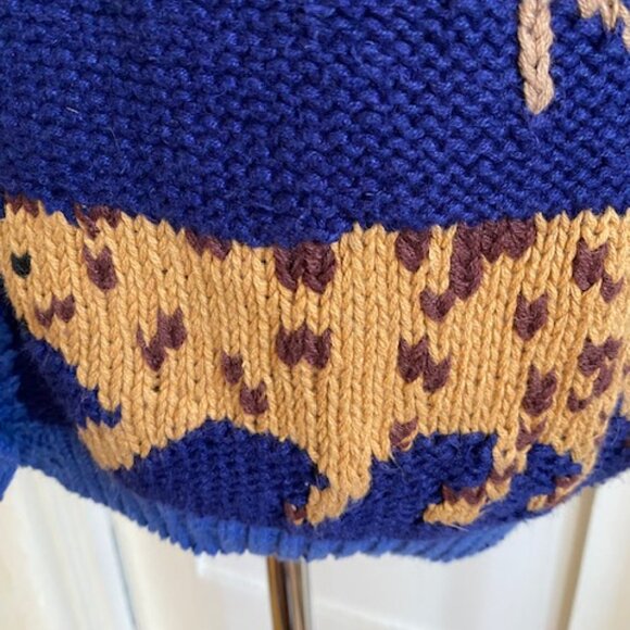 Vintage 80s Hand Knit Animal Cardigan Sweater by 20 Ans by Mariea Kim Size Large - Picture 9 of 10